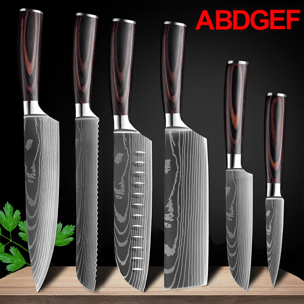 Ruiguan Damascus Chef Knife Set Santoku Kitchen Knives