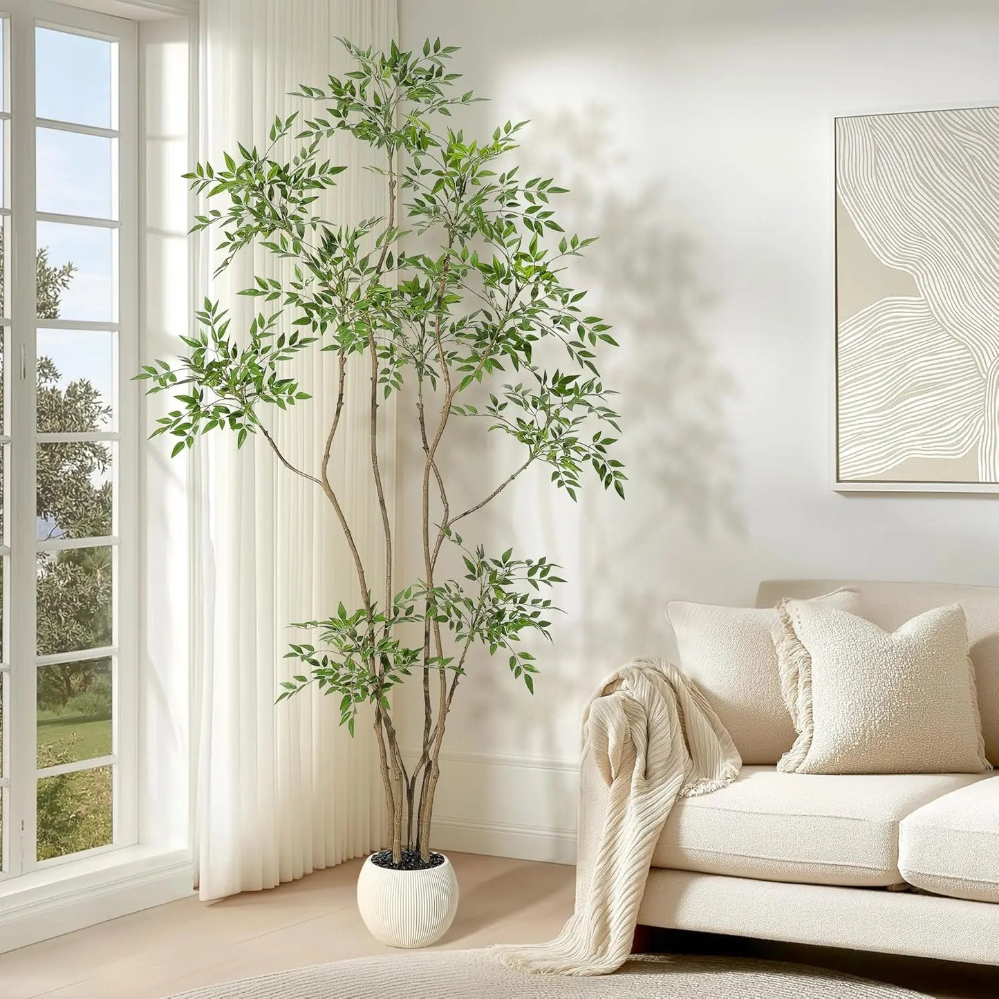 HiMISSCN Nandina Artificial Tree Floor Plant for Home Decor