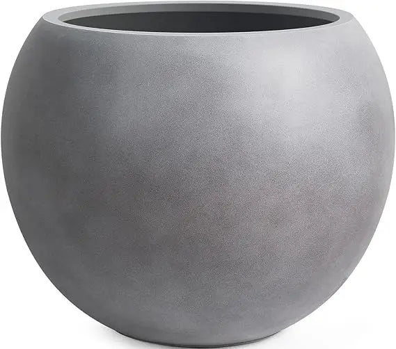 Large White Fiberstone Planter with Drainage Hole for Indoor Outdoor Use