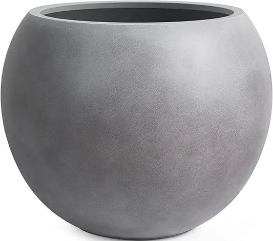 Large White Fiberstone Planter with Drainage Hole for Indoor Outdoor Use