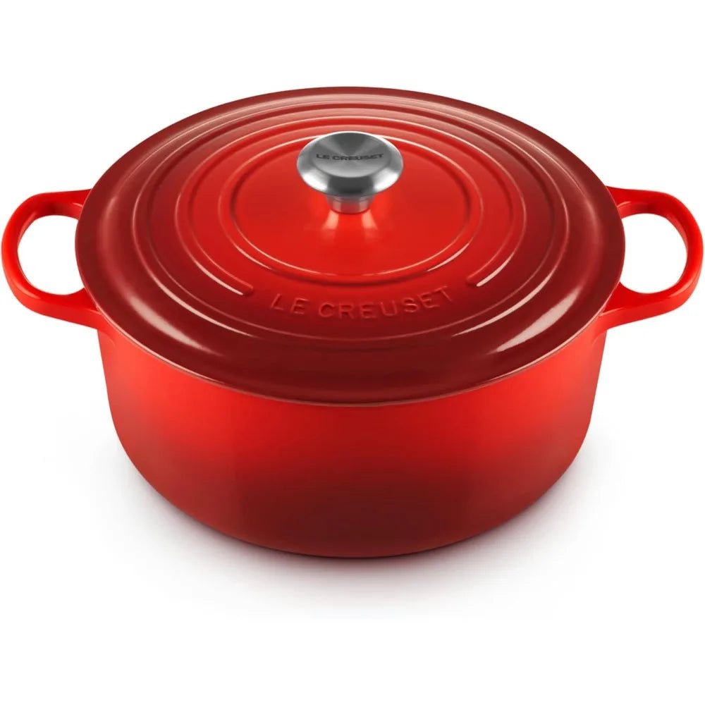 New Upgraded Enameled Cast Iron Dutch Oven Cerise 7.25 Qt