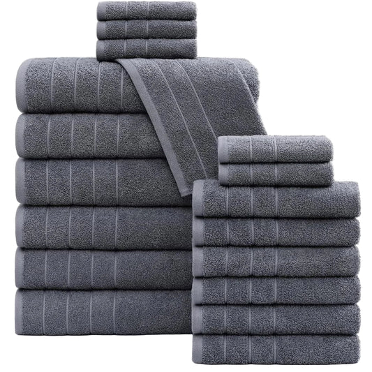 Ultra Soft Cotton Bath Towel Set 18 Piece Quick Dry Gift