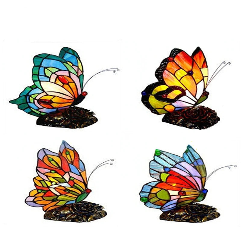 Tiffany Style Stained Glass Butterfly Table Lamp for Elegant Home Decor