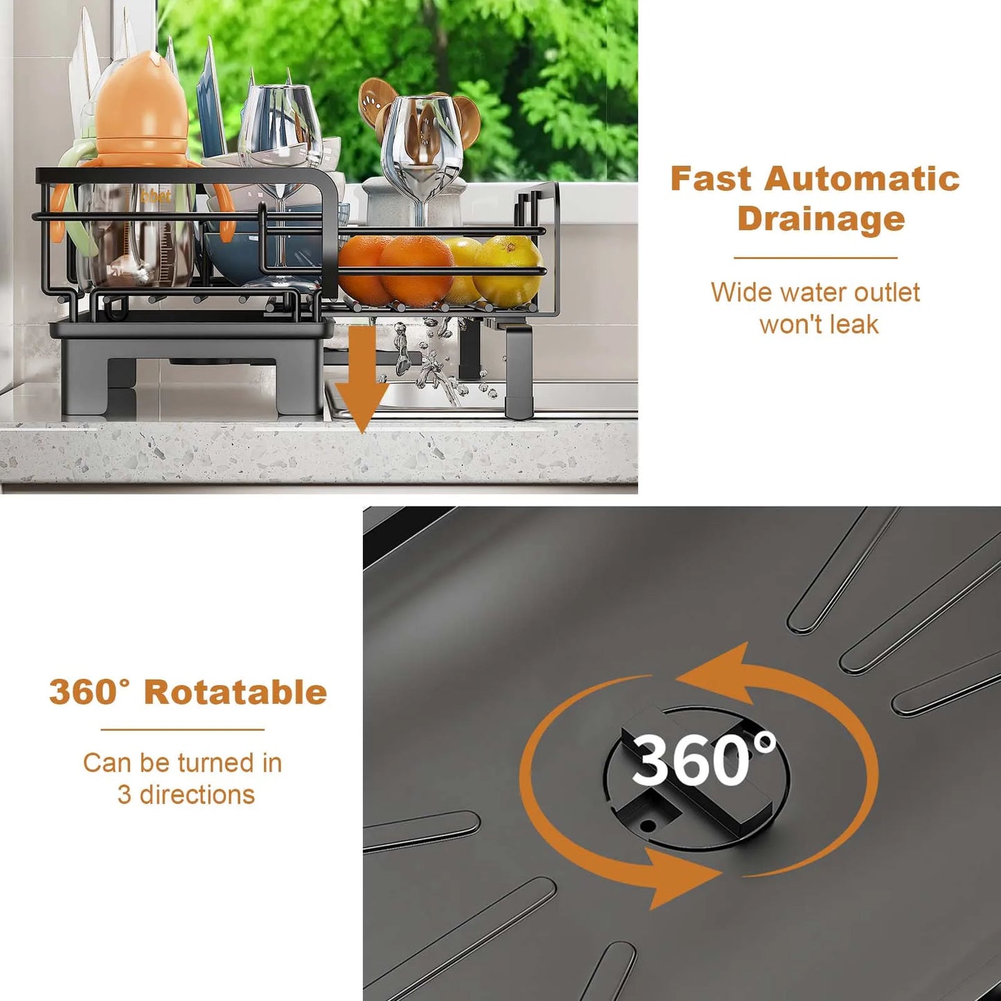 HiMISSH Extendable Dish Drying Rack With Drainboard