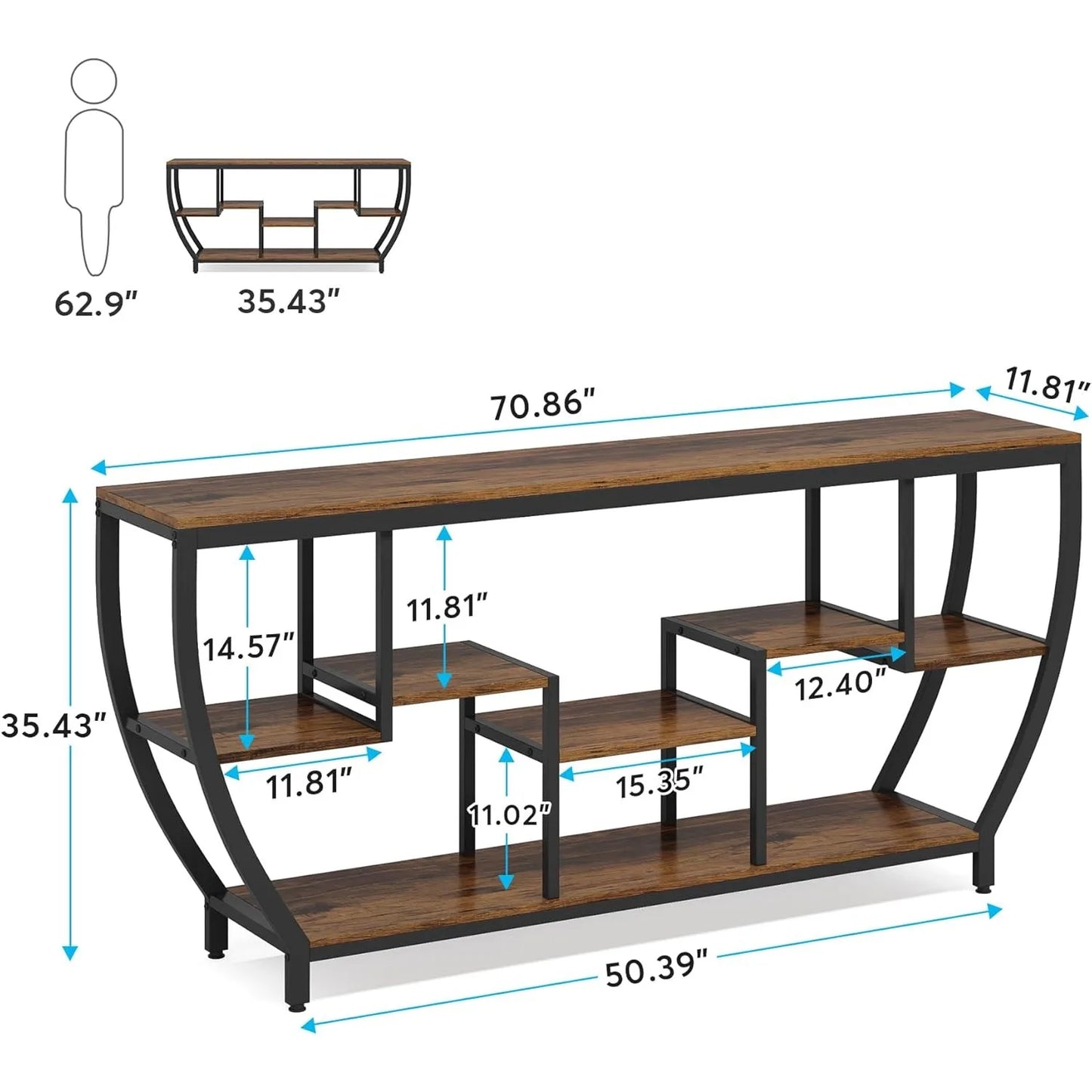 Sofa Table With Shelves And Console Storage TV Stand