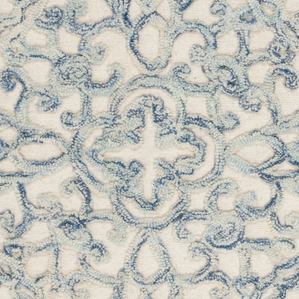 Hand Tufted Wool Area Rug Geometric Floral Design Backing