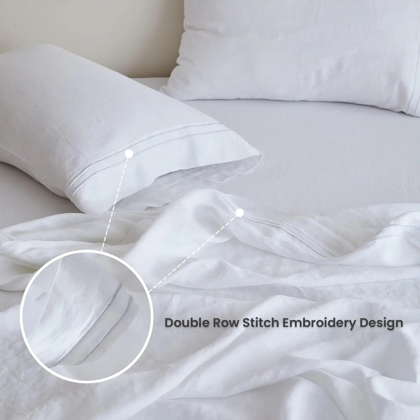 Simple Opulence 100 Percent Linen Sheet Set Embroidered