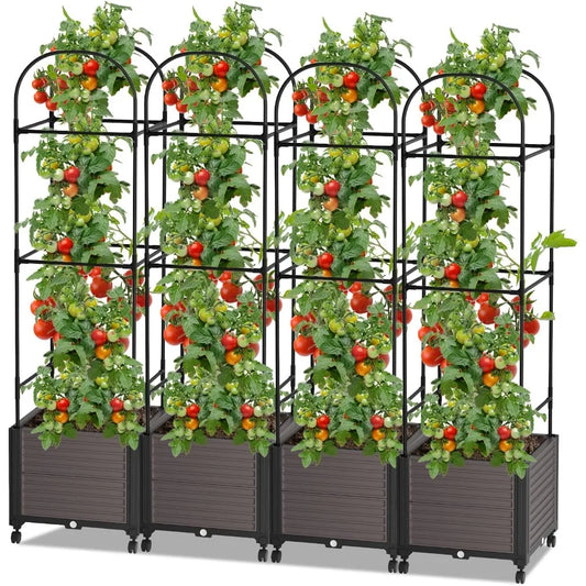 Raised Garden Bed Planter Box with Self-Watering Trellis