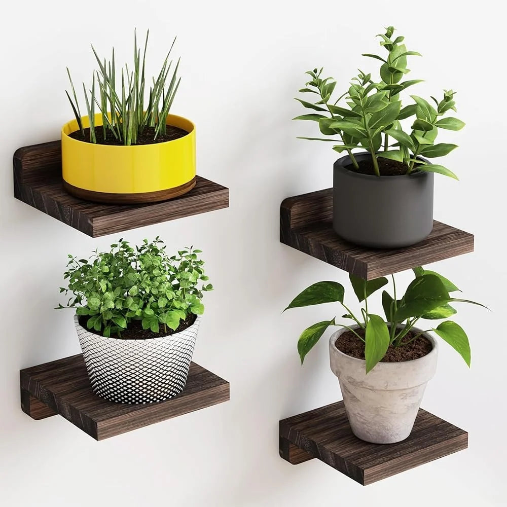 Small Floating Wall Shelves Set Of 4 Rustic Wood Storage