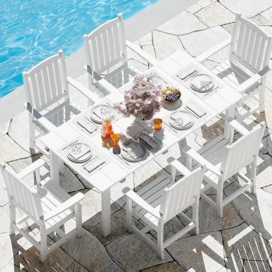 Modern 7-Piece Outdoor Dining Set with Umbrella Hole
