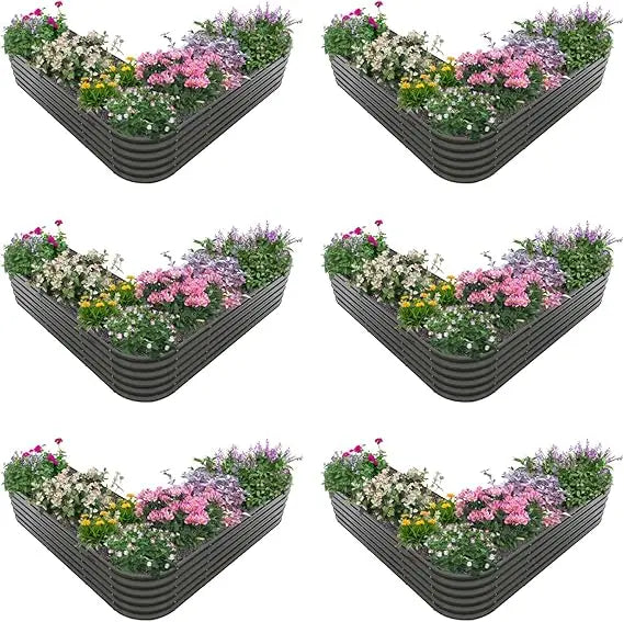 Anleolife 2 Pack L Shaped Galvanized Raised Garden Beds