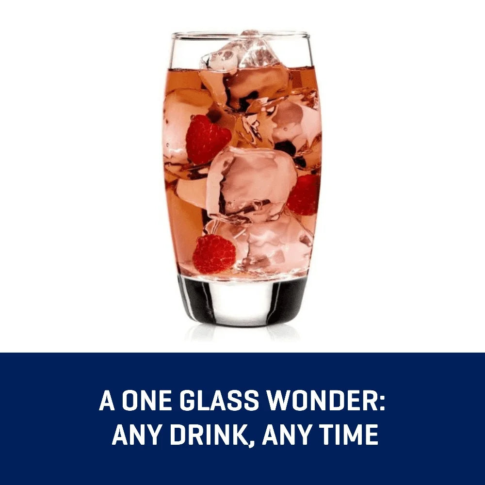 Set Of 8 Tall Clear Glasses 16oz Heavy Base Dishwasher Safe