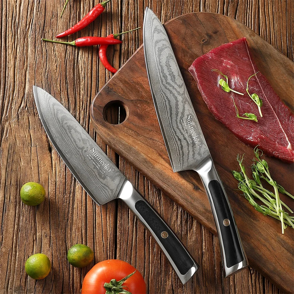 Sunnecko Damascus Chef Knife Set VG10 73 Layer Blades