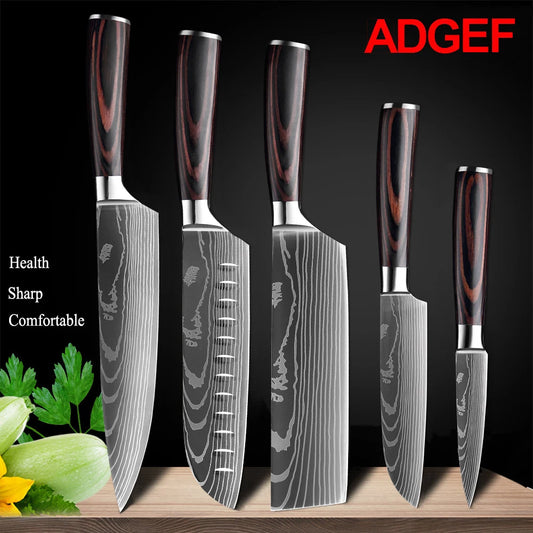 Ruiguan Damascus Chef Knife Set Santoku Kitchen Knives