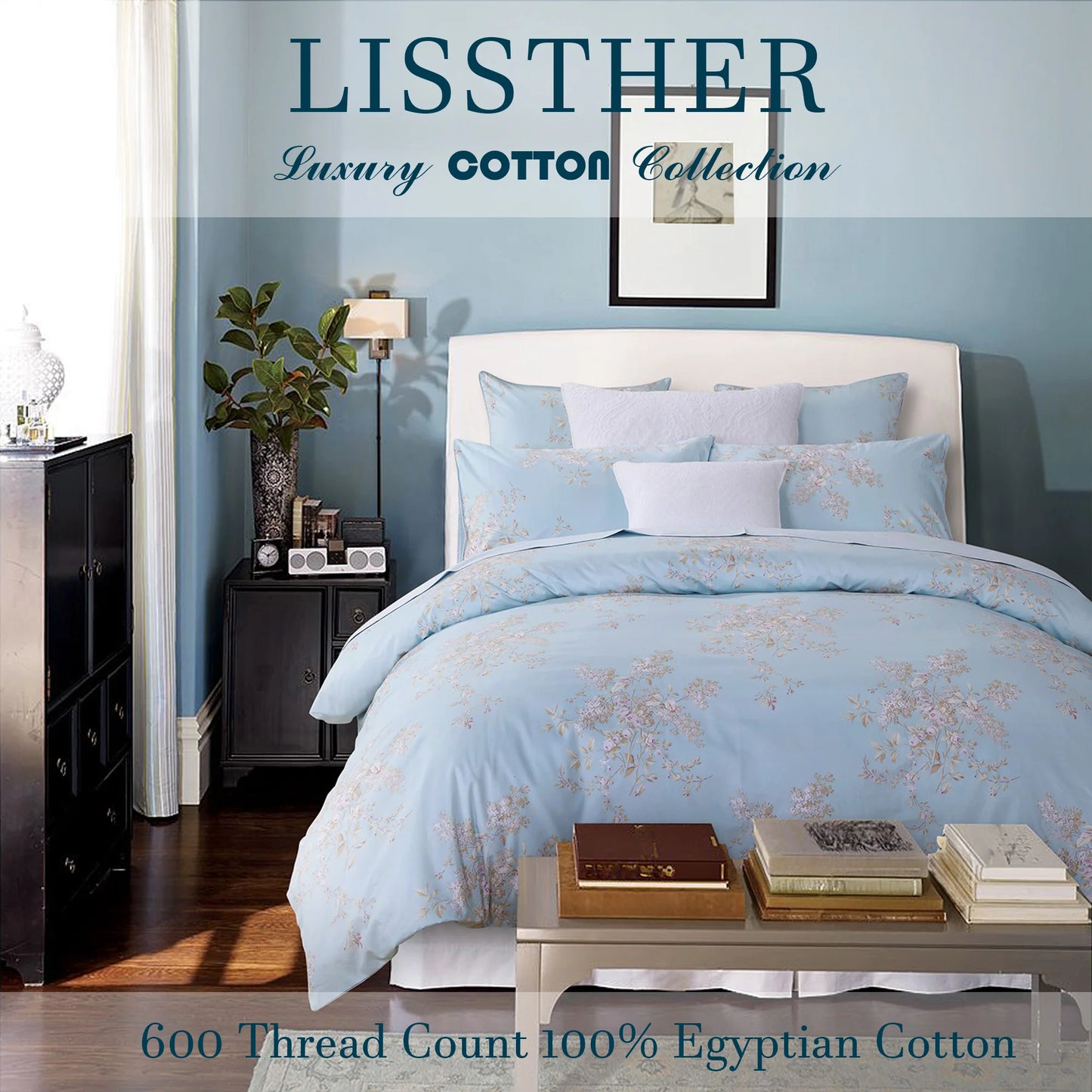 Three Piece 600TC Egyptian Cotton Duvet Cover Set Tassel