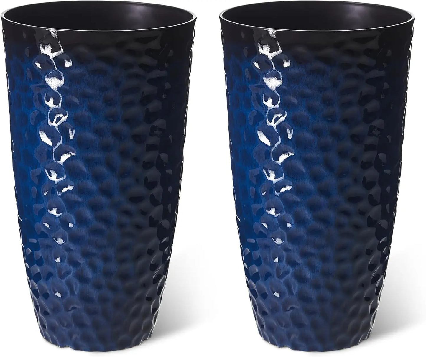 Tall Planter Set Of 2 Honeycomb Cobalt Blue Round Pots