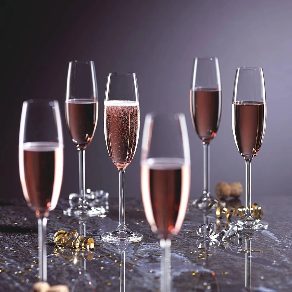 Champagne Flute Set of 6 Break Resistant Glasses 8oz Clear