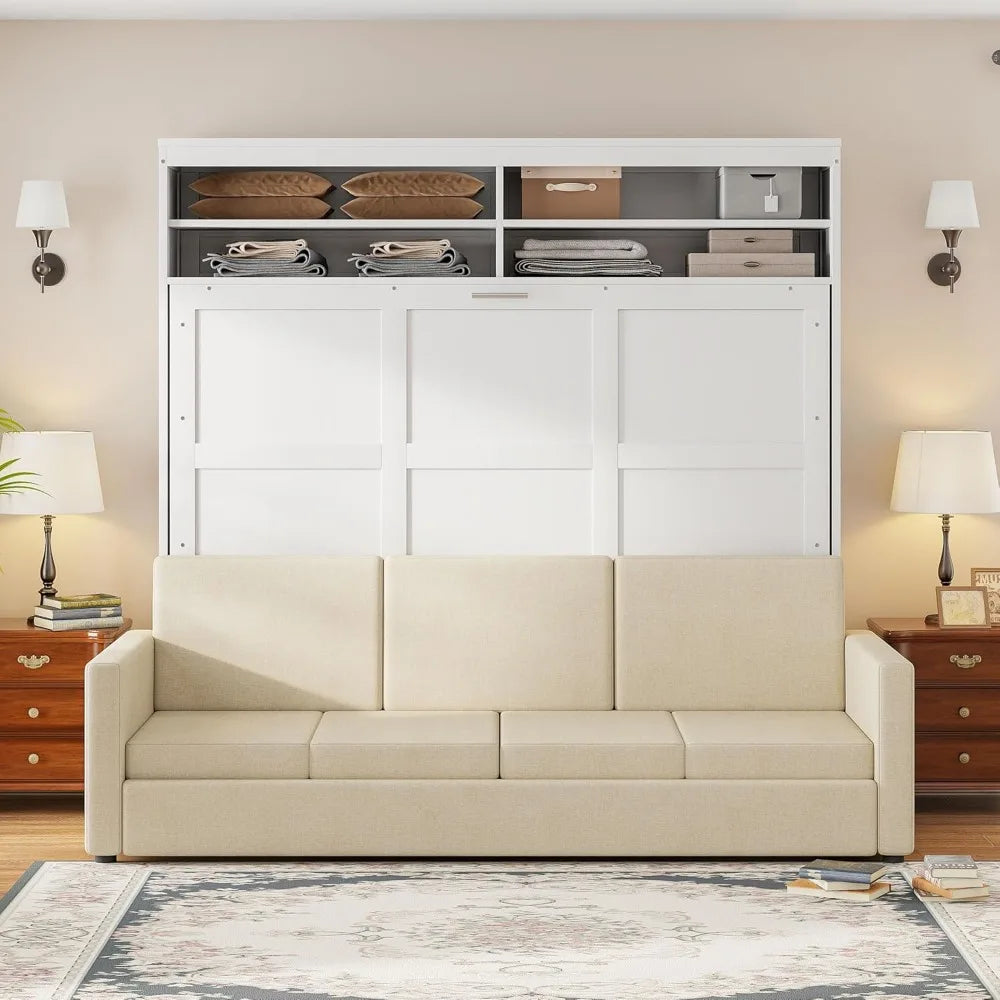 Harper and Bright Queen Murphy Bed With Sofa Shelves
