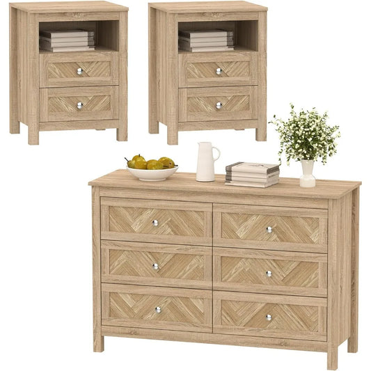 3 Piece Bedroom Set with 10 Drawers for Stylish Storage