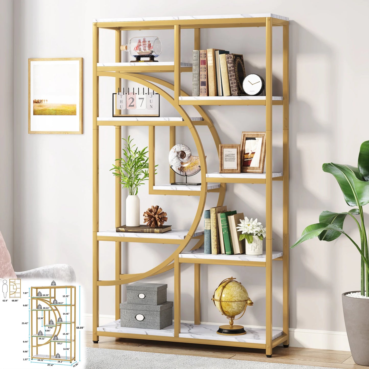 Tribesigns 5 Tier Etagere Bookshelf Modern Display Rack