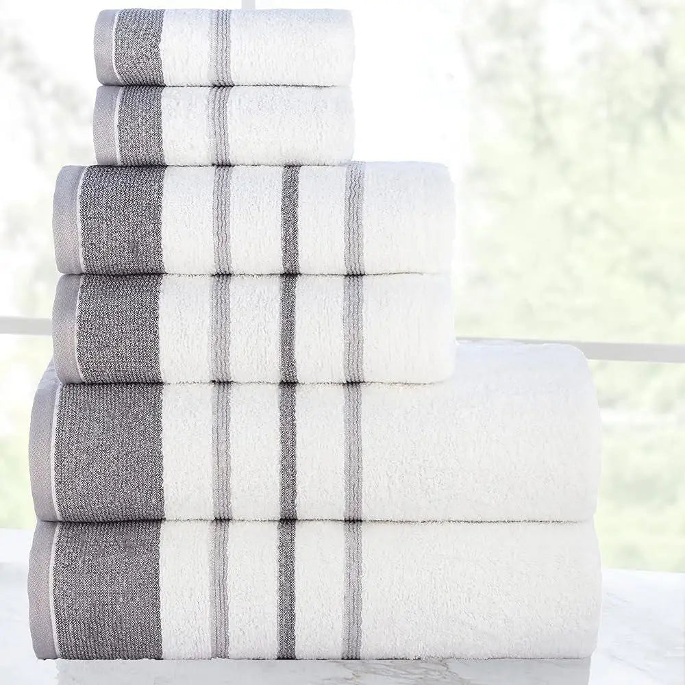 6 Pieces Cotton Towel Set Super Absorbent Bath Towels