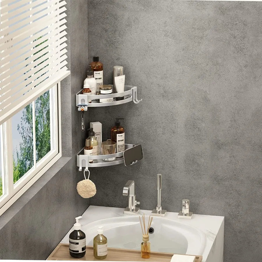 Shower Corner Shelf Caddy Two Pack No Drill Organizer