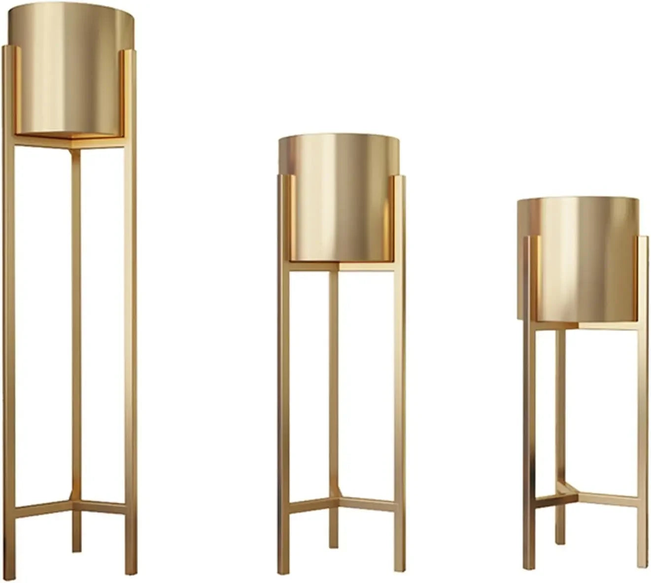 Gold Round Flower Pot Plant Stand Set For Multiple Pots