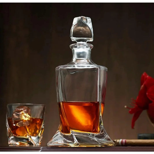 LeadFree Crystal Glass Whiskey Decanter Set with 6 Tumblers for Scotch Irish Whisky Bourbon and Tequila Tasting Elegant Drinkin