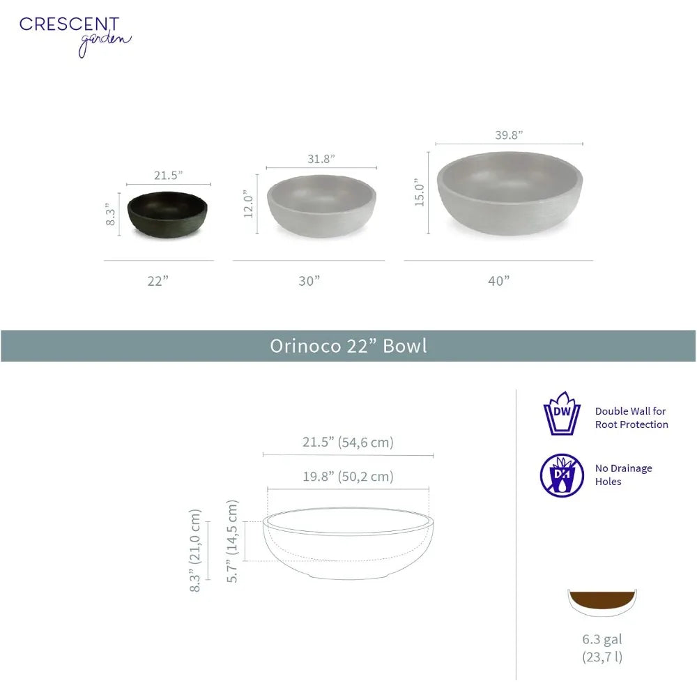 Crescent Orinoco Planter Bowl Old Bronze Resin No Drain
