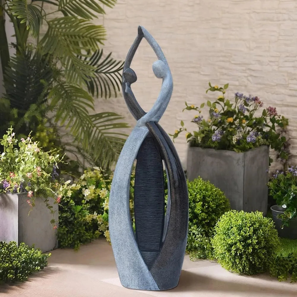 Elegant Dancing Couple Cast Stone Garden Fountain Decor