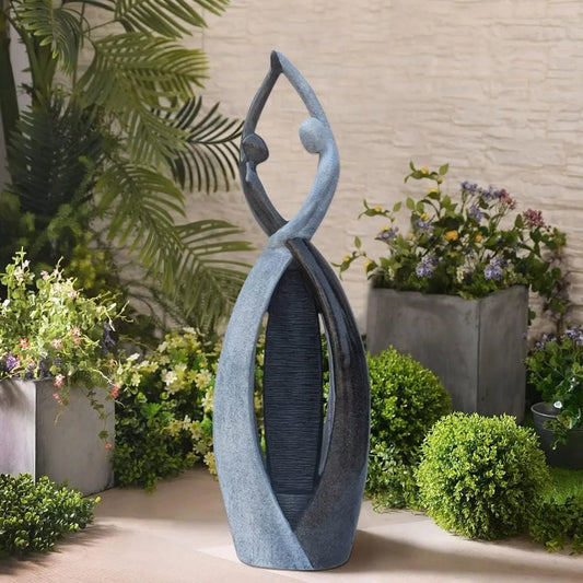 Elegant Dancing Couple Cast Stone Garden Fountain Decor