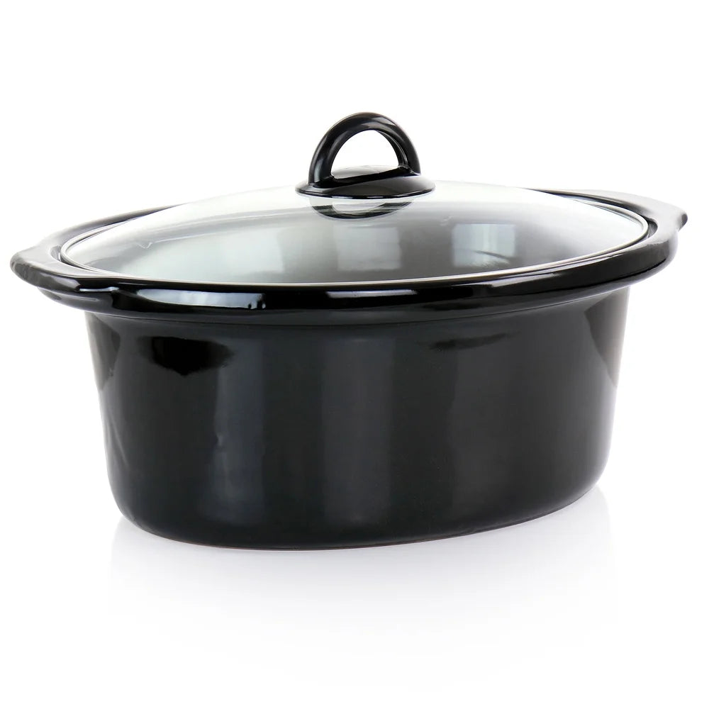 3 Quart Oval Slow Cooker With Removable Stoneware Crock Lid