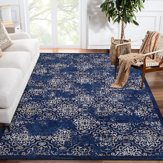 HiMISS Washable Living Room Rug Soft Floral Carpet For Home