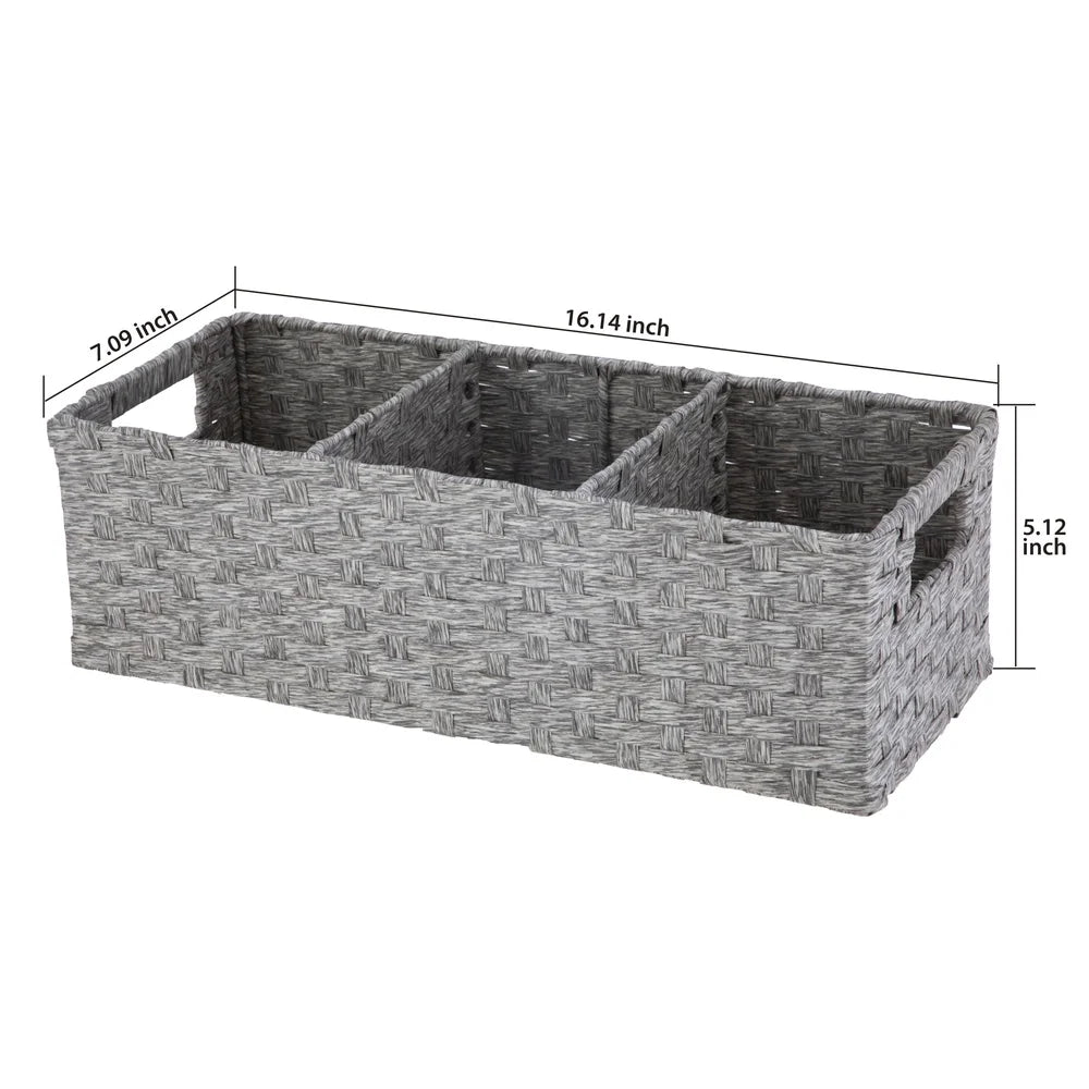 Three Compartment Paper Rope Storage Baskets Set Of Two