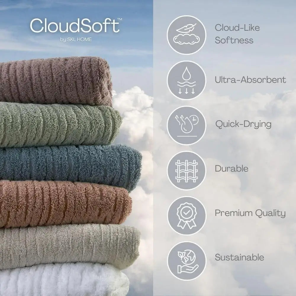 Luxury Cotton Jacquard Towel Set 6 Piece Absorbent Towels