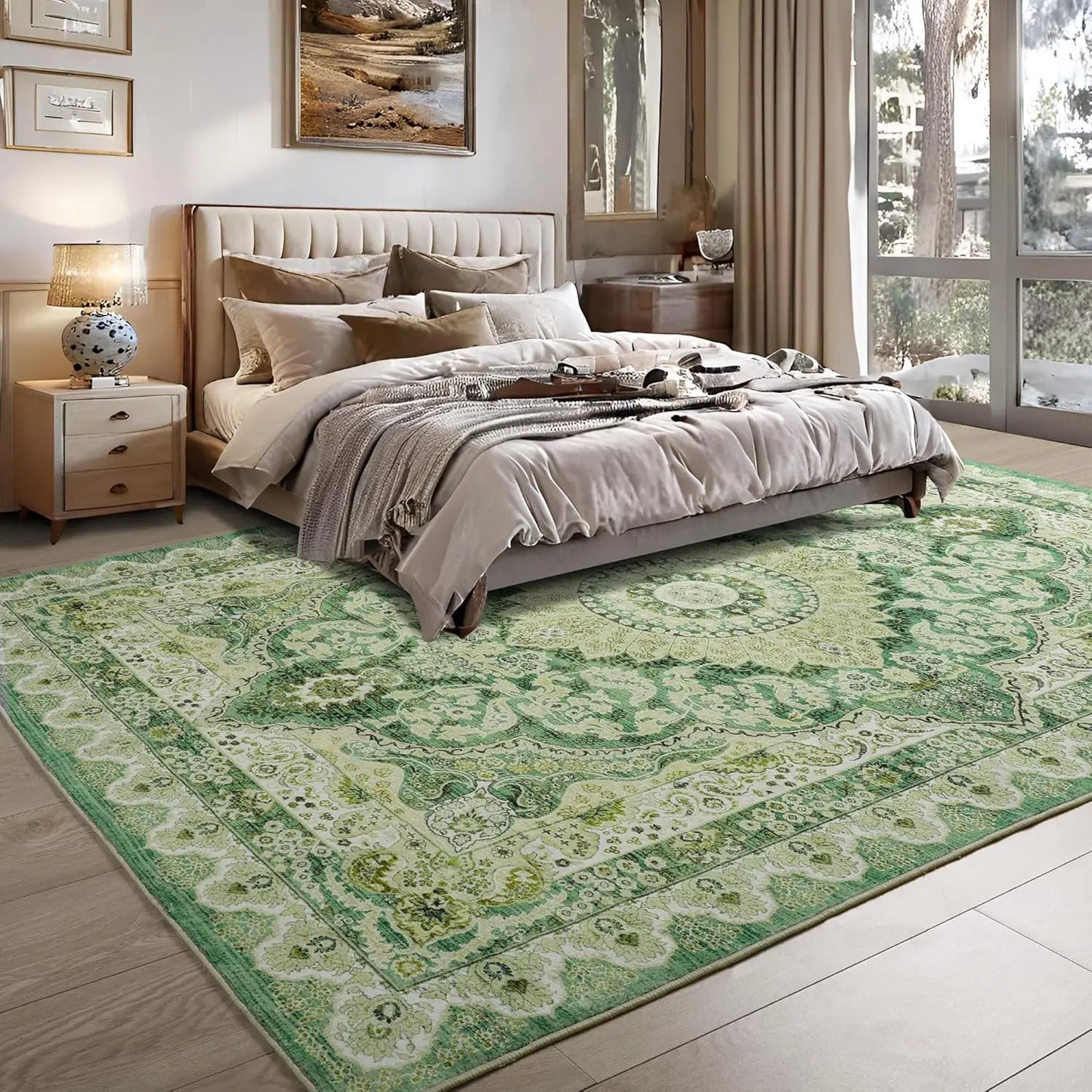 Machine Washable Vintage Area Rugs Non Slip Living Room