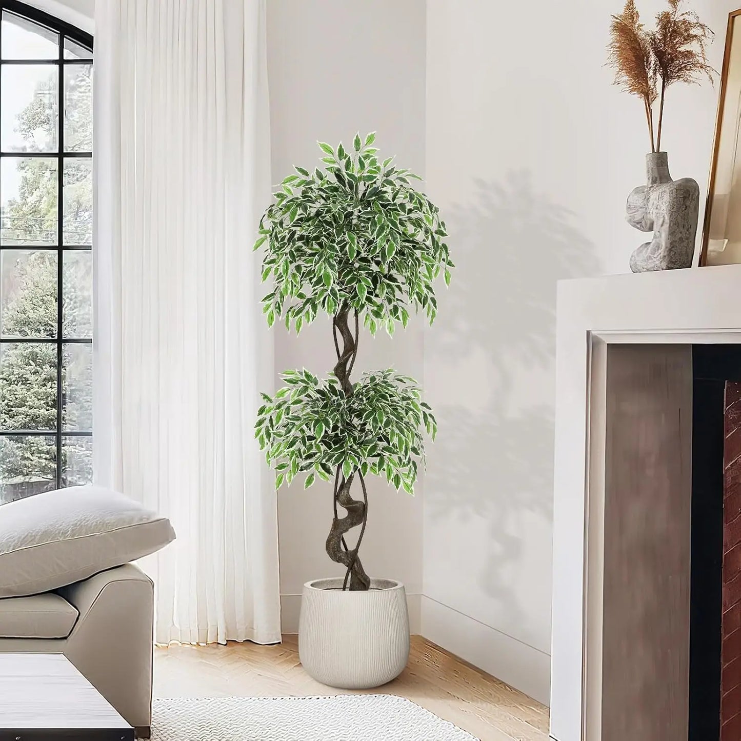HiMISS Artificial Ficus Tree Indoor Outdoor Decor Moss