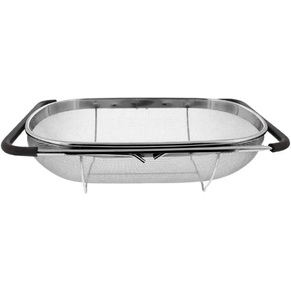 Over Sink Colander Filter Stainless Steel Rubber Handle