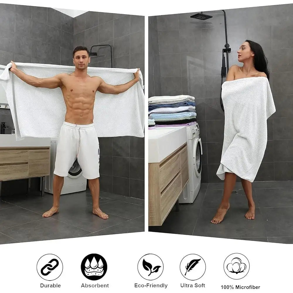 Extra Large Microfiber Bath Towel Set 4 Pieces Quick Dry