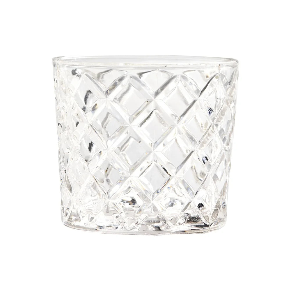 Diamond Cut Old Fashioned Glass 4Pk Set 8oz Dishwasher Safe