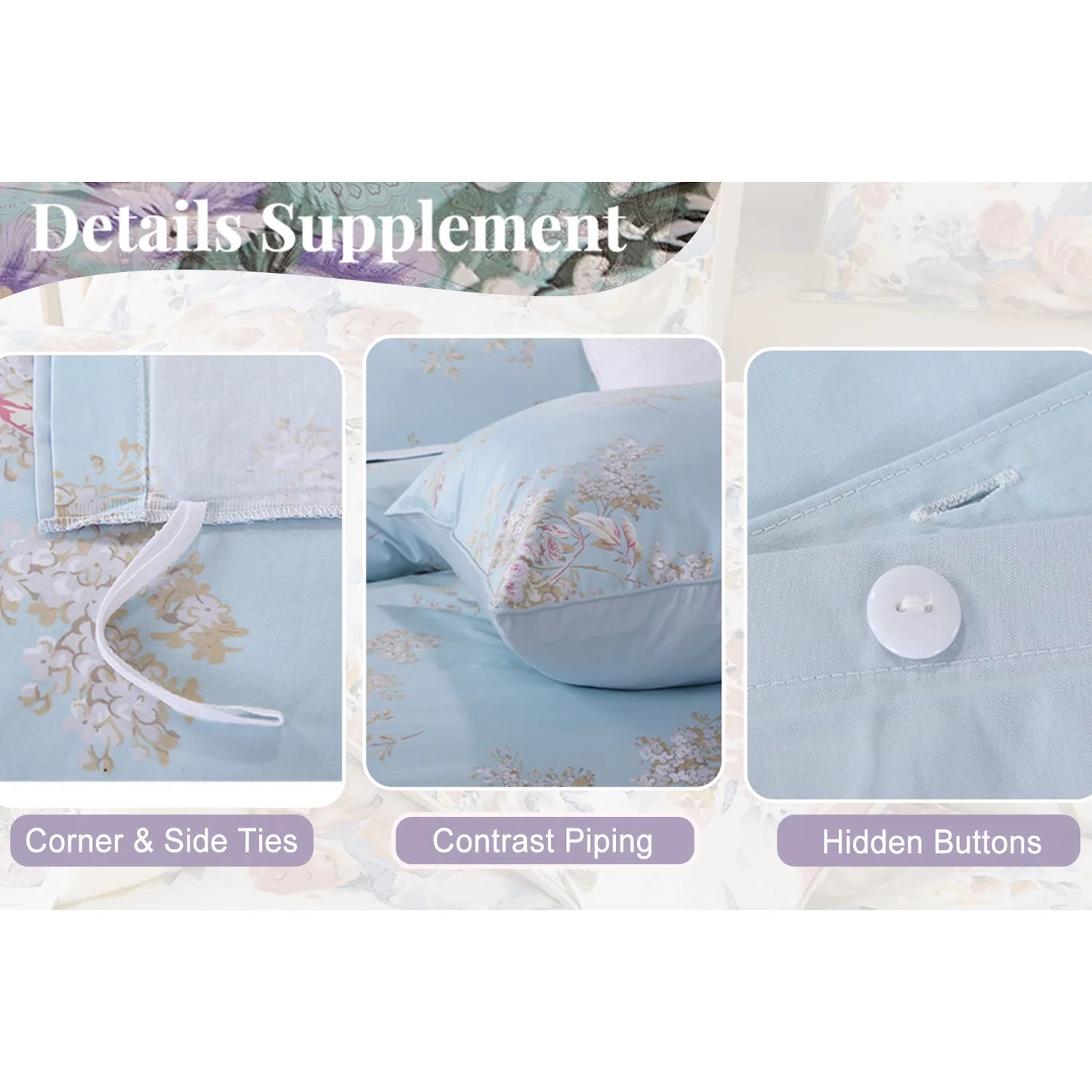 Three Piece 600TC Egyptian Cotton Duvet Cover Set Tassel