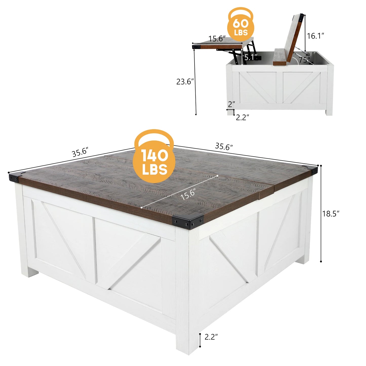 Lift Top Coffee Table with Hidden Storage for Living Room