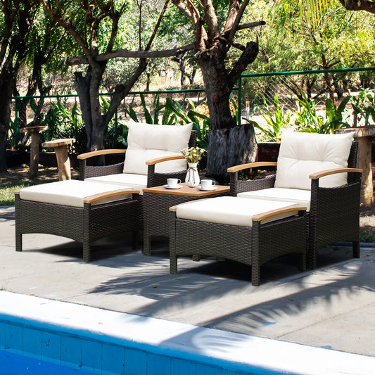 5 Piece Patio Rattan Furniture Set for Ultimate Outdoor Comfort
