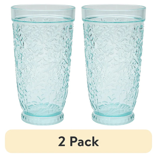 2 Pack 24 Oz Shatterproof Embossed Tritan Teal Tumblers
