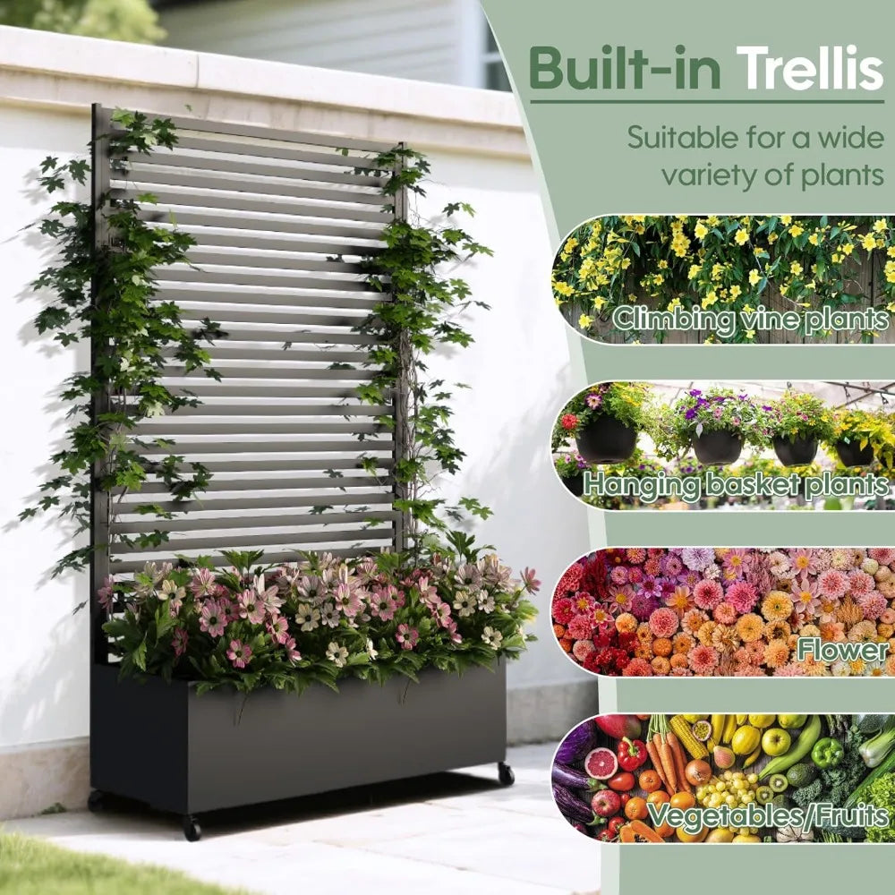 Metal Planter Box with Trellis for Ultimate Privacy