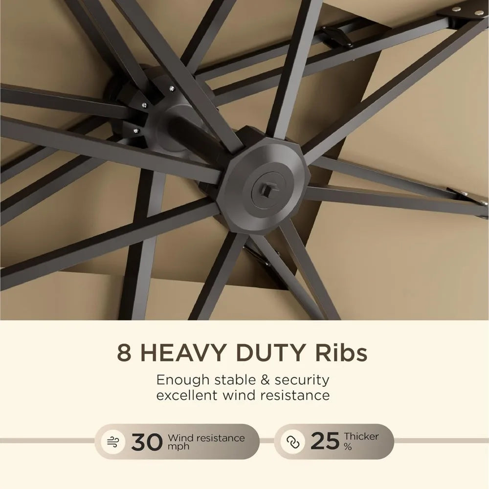 Heavy Duty Cantilever Patio Umbrella With 360 Rotation