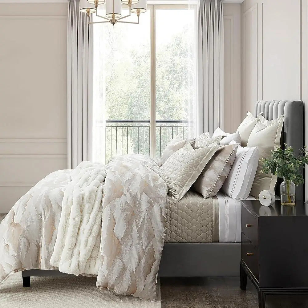 4 Piece Super King Cotton Sheet Set 350 TC Gold Border Soft