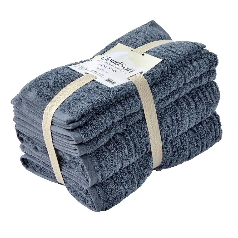 Luxury Cotton Jacquard Towel Set 6 Piece Absorbent Towels