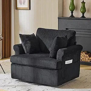 Oversized Swivel Accent Chair 39 Inch Wide Corduroy Barrel
