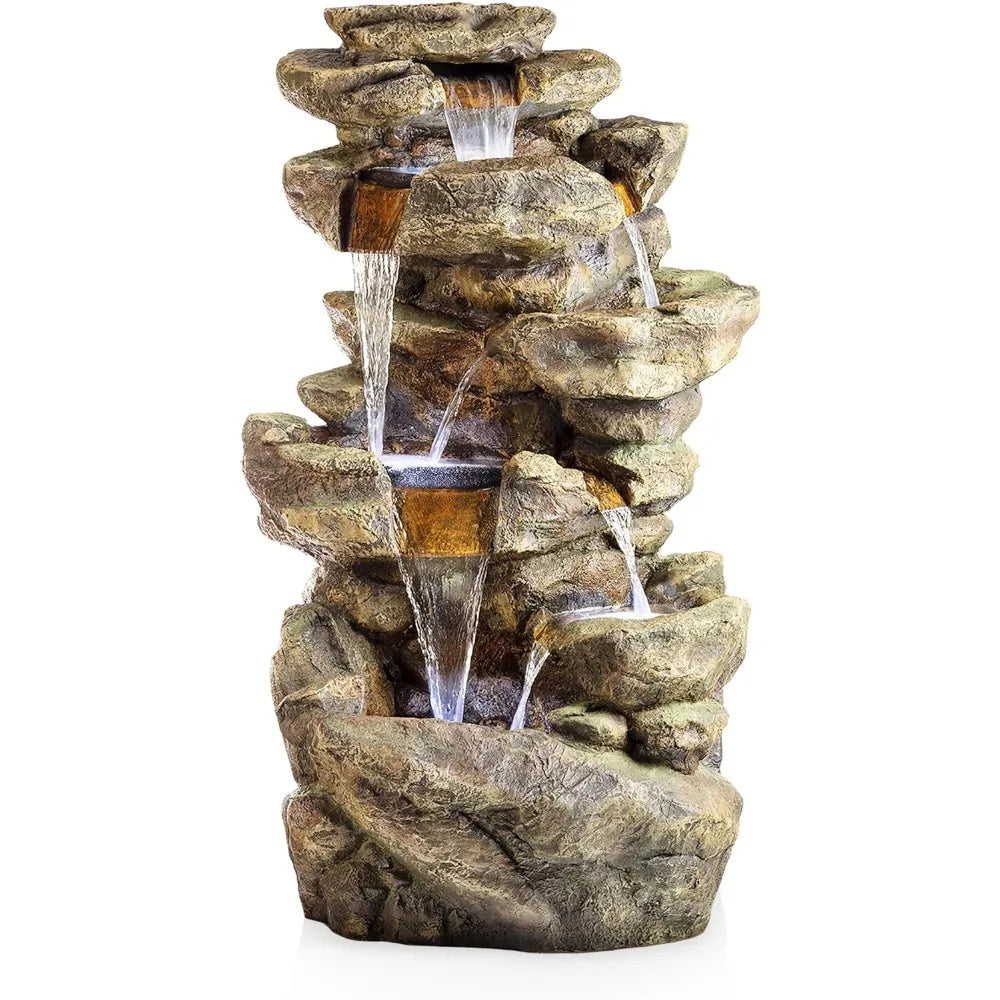 51 Inch Outdoor Fountain with LED Lights for Stunning Garden Decor